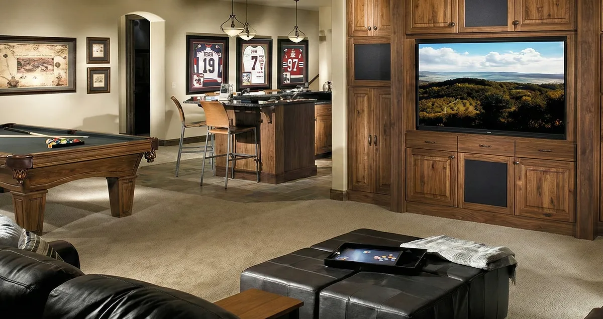 finished basement remodeling project transforming a basement into a comfortable living space in Fort Wayne, IN